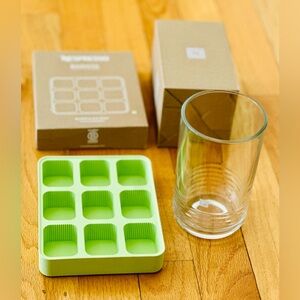 Nespresso Barista Ice Tray Aquamarine 1 & Barista Large Recipe Glass 1 NWB